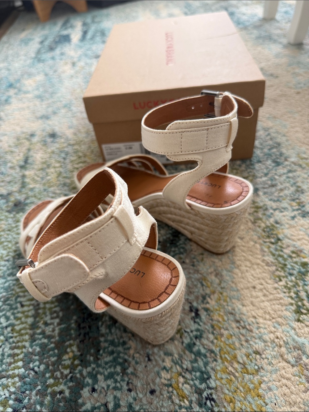 Lucky Brand Maleigh Wedge Sandals in Vanilla - Picture 4 of 6